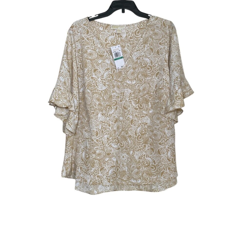Michael by Michael Kors Paisley Print Ruffled Sleeve Top sz 0X